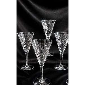 Seneca Stratford Crystal Water Goblets Set of 4 Stem 476 Cut 636 Clear 8.25 inch